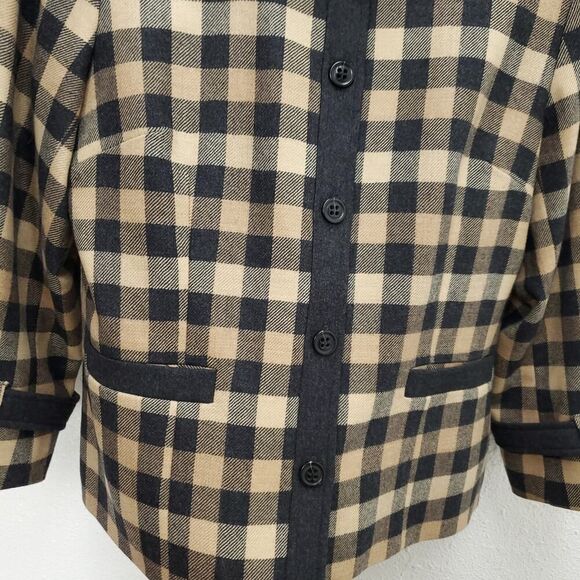 PENDLETON 100% Virgin Wool Checkered Check Mock Neck Button Jacket Blazer - Picture 3 of 12